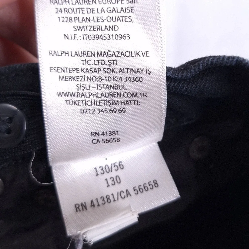 Polo Ralph‎ Lauren Hampton Straight Jeans kids Sz 7 Black Adjustable Waist Denim